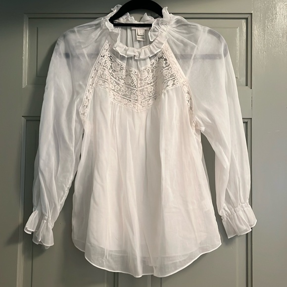 Marc Jacobs sheer gauze and lace peasant blouse with silk cami size 4 - Picture 1 of 6